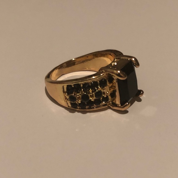 Princess Cut Black Sapphire 10KT Gold filled Ring - Picture 2 of 7